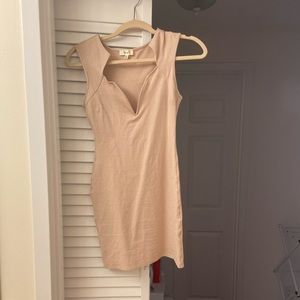 Plunge v neck pink mini dress
